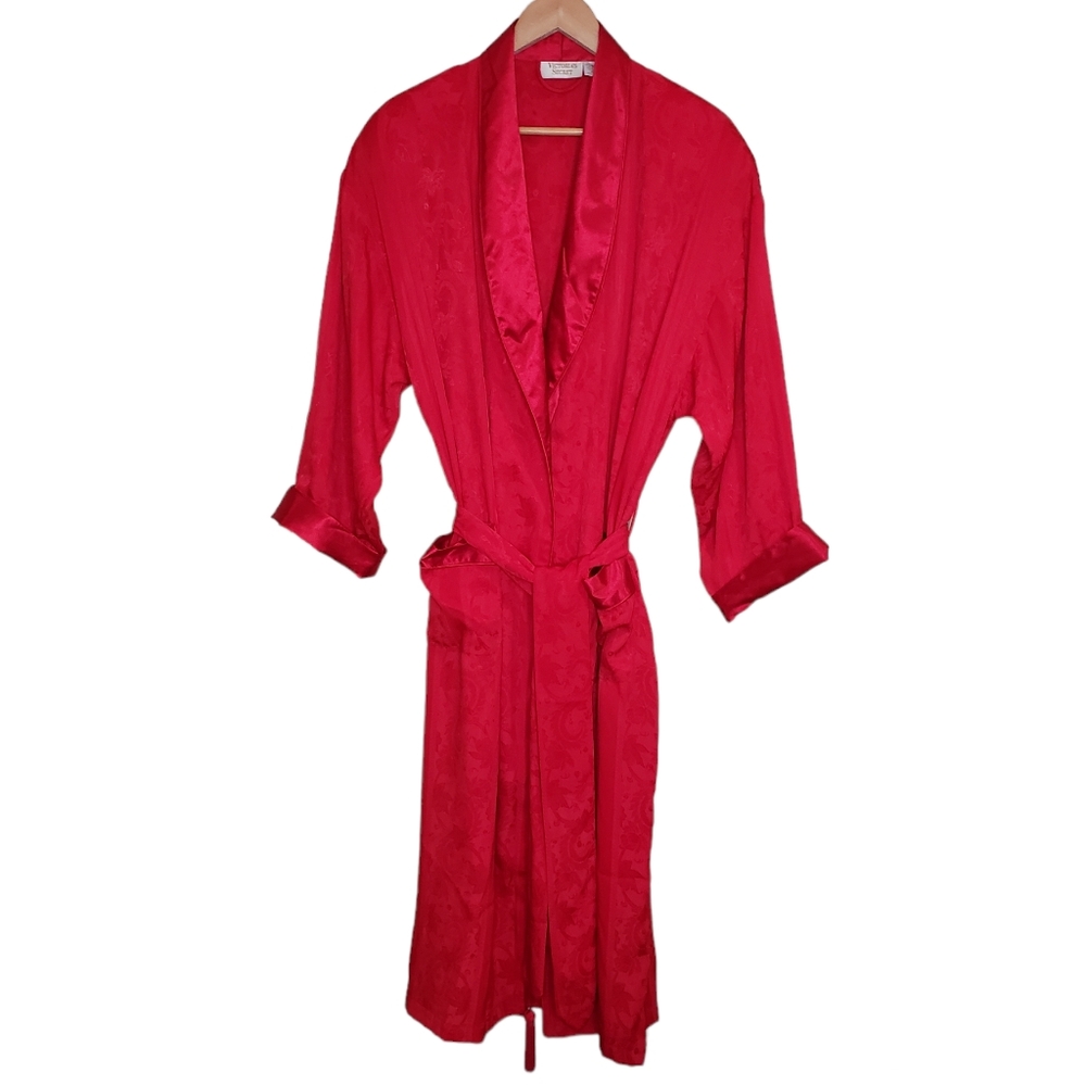 Victoria's Secret Vintage Gold Label Red Jacquard Longline Robe
